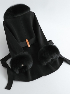 CXFS-Casaco de pele real com gola de pele raposa natural para mulheres de bom gosto. - comprar online