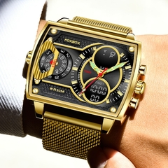 LIGE Relógio masculino de luxo da melhor marca FOXBOX Fashion Relógio quadrado masculino casual esportivo. O Relógio do Homem Exigente.de - comprar online