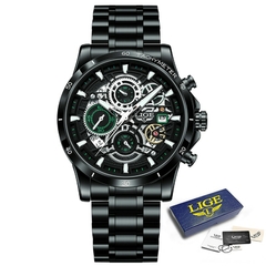 LIGE-Relógio de quartzo impermeável de aço inoxidável masculino, relógio para o Homem Inteligente. na internet