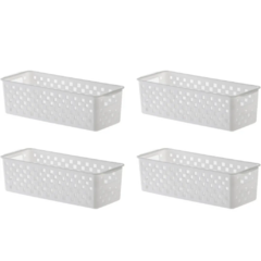 Kit Cesto Organizador Quadratta 27 x 11 x 8cm Branco 4uni