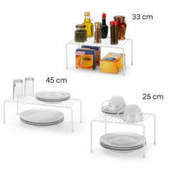 Kit de Prateleiras Organizadoras Branca Com Ponteira Plástica - 25 Cm, 33cm, 45cm