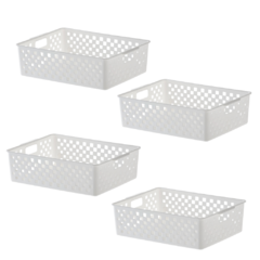 Kit Cesto Organizador Quadratta 27 x 21 x 8cm Branco 4uni