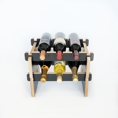 Vinoteca Apilable para 3 Botellas - Elegante Diseño en MDF Negro Mate - Deco.Lev