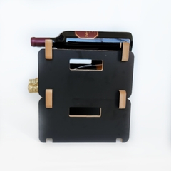 Imagen de Vinoteca Apilable para 3 Botellas - Elegante Diseño en MDF Negro Mate