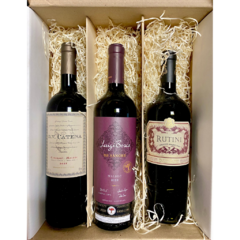 Gift Pack vinos - 1 Luigi Bosca de sangre Malbec 750ML + 1 DV Catena Cabernet Sauvingnon/Malbec 750ML + 1 Rutini Cabernet Sauvingnon/Malbec 750ML