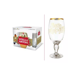 Gift Pack Bon Appetit: 1 copa Chalice 330ML. + 5 cervezas Stella Artois lager 473ML.