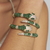 Bracelete Cobra com Zircônias e Esmaltado Verde Banhado a Ouro - comprar online