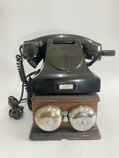 TELEFONE ANTIGO COM SUPORTE DE MADEIRA