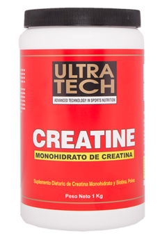 Creatina Monohidratada en polvo Ultratech en pote de 500g 300g y 150g