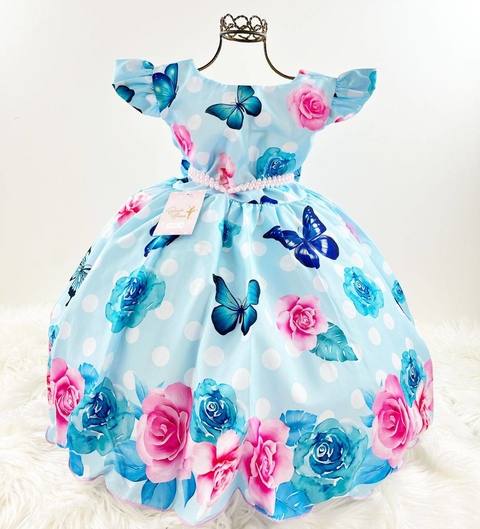 VESTIDO INFANTIL PRINCESA ARIEL PÉROLAS RENDA BRILHO – La Pietra