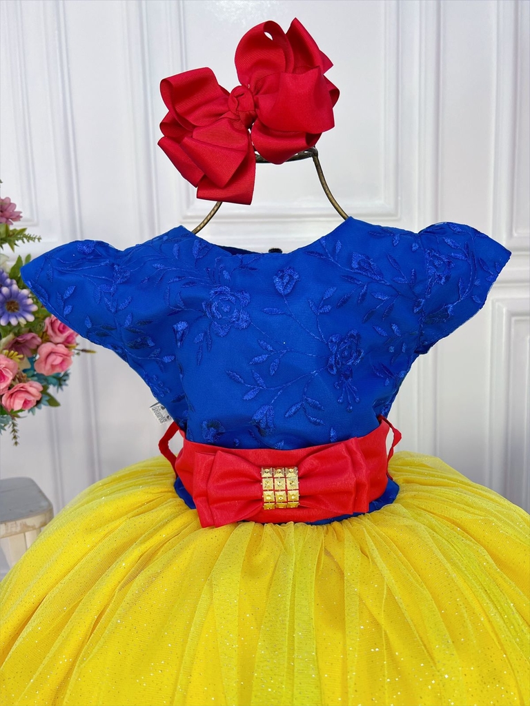 Vestido Infantil Branca De Neve Bebê Princesa Festa De