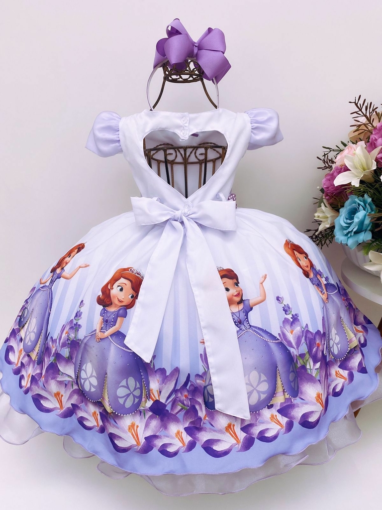 vestido infantil princesa sofia lilas 2