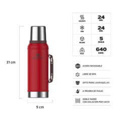 Termo Stanley Classic 950 ML ROJO C/MANIJA - comprar online