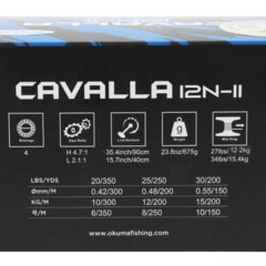 REEL OKUMA ROTATIVO CAVALLA BLUE-CAVB-12NII - comprar online