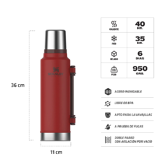 Termo Stanley Classic 1,4 LT ROJO C/MANIJA - comprar online