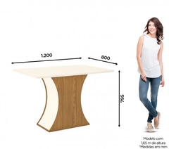 Mesa Luiza 1200mm c/ Vidro Nature/Off White Cadeira Isa Nature/Marrom - comprar online