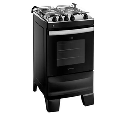 Fogão 4 Bocas Preto com Mesa Inox Atlas Agile