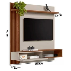 Painel Para TV 55 Polegadas Ripado Freijó Off White Alvorada Linea Brasil - comprar online