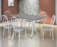 Conjunto Mesa Bruna 140cm 6 Cadeiras Tampo Em Granito - Base Cromo branca /Assento Grafiato Artefamol - comprar online