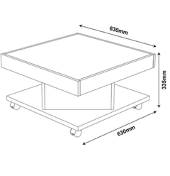 Mesa De Centro Saara Canela Quadrada Com Rodízios - Artely - WPmoveis