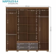 GUARDA ROUPA NAPOLES 8.4 (COM PES E ESPELHO) COR JTB/GRAFRITE SANTOS ANDIRA - comprar online