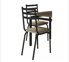 Imagem do Jogo De Mesa Malva Tampo Bp De 91 X 68 Cm Com 4 Cadeiras 118 Preto Assento Rattan Artefamol