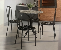 MESA DALIA 4 CADEIRA TAMPO GRANITO 80 X 80 REDONDO ARTEFAMOL - comprar online