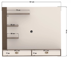 PAINEL FERRARA ATE 55 POLEGADA 1,80m COM LAMPADA LED SANTOS ANDIRA CASTANHO OFF WHITE