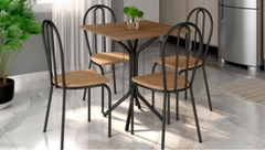 CONJUNTO DE MESA THAIS 4 CADEIRA BASE PRETO FOSCO TAMPO MARRON MDF ARTEFAMOL na internet