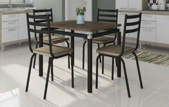 CONJUNTO DE MESA MALVA ARTEFAMOL 4 CADEIRA ASSENTO COR MARROM - WPmoveis