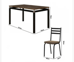 CONJUNTO DE MESA MALVA ARTEFAMOL 4 CADEIRA ASSENTO COR MARROM - comprar online