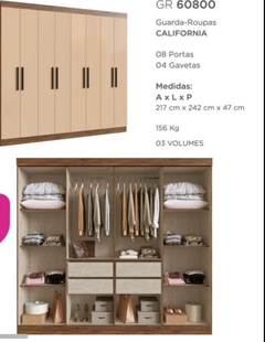 Imagem do GUARDA ROUPA CALIFORNIA DORIPEL MDF 8 PTS CASTANHO NUDE