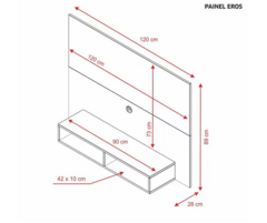 Painel para TV até 49" com Nichos Eros cor Nogal - comprar online