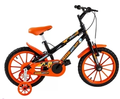 Bicicleta Infantil Aro 16 Colli Spinossauro - Preta com Rodinhas Freio V-Brake