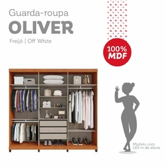 GUARDA-ROUPA OLIVER DJ A2.25 L2.18 COM ESPELHOS FREIJO/FREIJO 100% MDF - loja online