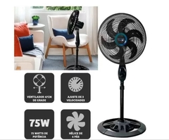 Ventilador Solaris Fs1608 Preto Com 6 Pás De Plástico, 50 cm De Diâmetro 60 Hz 110 v