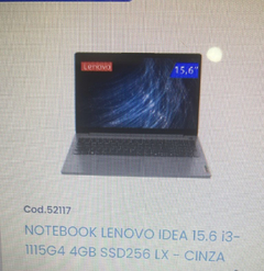 NOTEBOOK LENOVO IDEA 15.6 13-1115G4 4GB SSD256 LX - CINZA