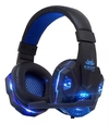 Fone Headset Gamer Com Luz Led Super Bass Hd Kp-397 Azul