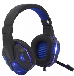 Fone Headset Gamer Com Luz Led Super Bass Hd Kp-397 Azul - comprar online