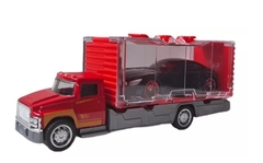 Caminhão Cegonha abre porta e 1 carrinho Miniatura 15cm - Vocevipresentes