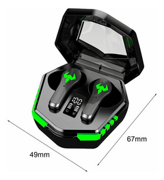 Fone de ouvido in-ear gamer sem fio N35 preto com luz verde Led - comprar online