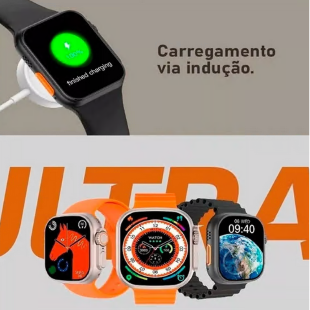 Smartwatch de Carregamento Sem Fio para Homens e Mulheres