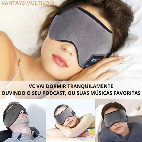 Tapa olho mascara dormir fone ouvido bluetooth confortavel