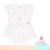 Body Vestido Canelado Off White Bordado com Babados - Coleção Fox - Mini&Co