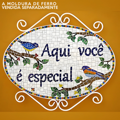 Identificação Exclusiva Oval com pássaros "Aqui você é especial"