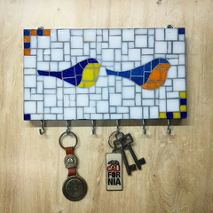 Porta Chaves em Mosaicos - Passarinhos