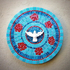 Quadro Divino em mosaicos - Rosas vermelhas