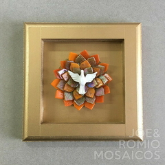 Quadro Divino em mosaicos - Mandala Laranja