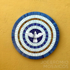 Quadro Divino em mosaicos - Azul/Laranja