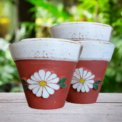 Vaso com mosaicos - Margarida fundo vermelho - comprar online